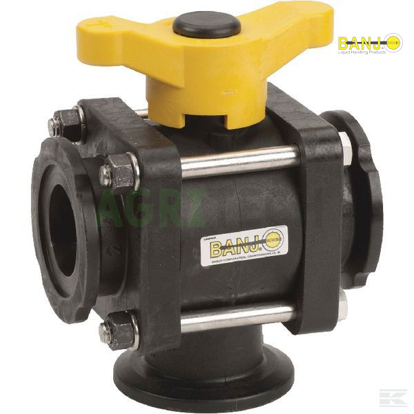 BN324998-BANJO - Кран шаровой трехпозиционный полный порт флянцевый 2