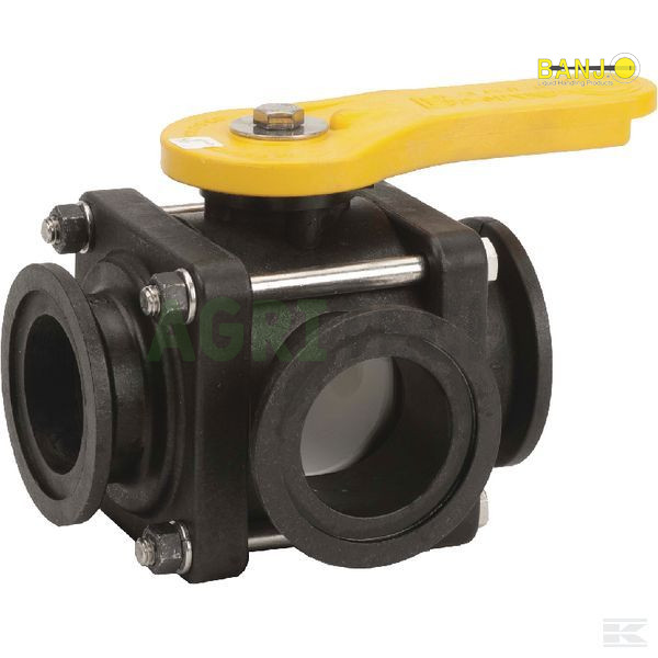 MV220SL - Кран шаровий трьохпозиційний (ручка збоку)  повний порт флянцевий 2